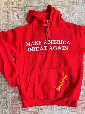 DC Red Hoodie with White Text